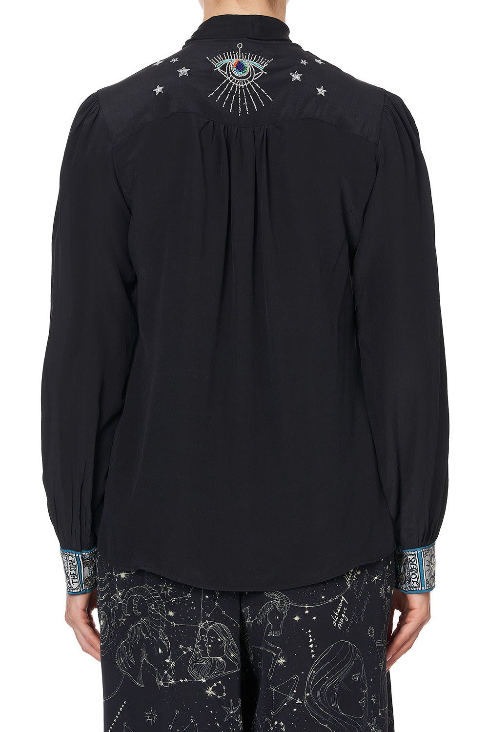 BUTTON DOWN BLOUSE WITH NECK TIE ASTRO DISCO