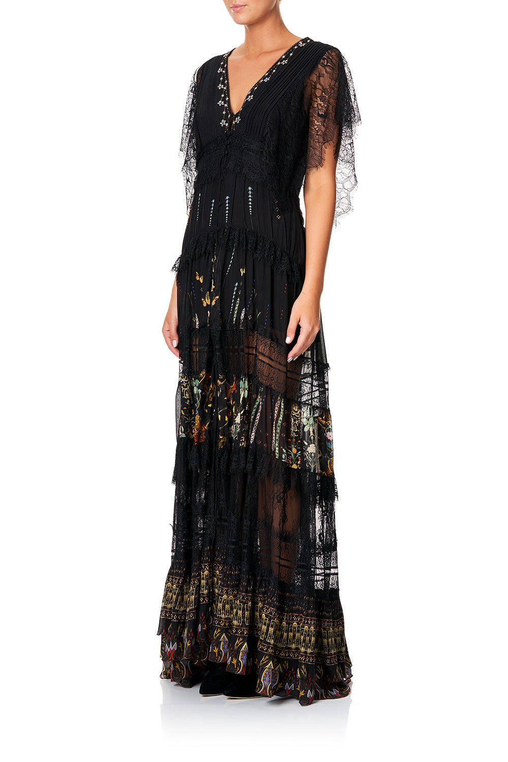 CAMILLA BUTTON UP DRESS WITH LACE INSERT REBELLE REBELLE