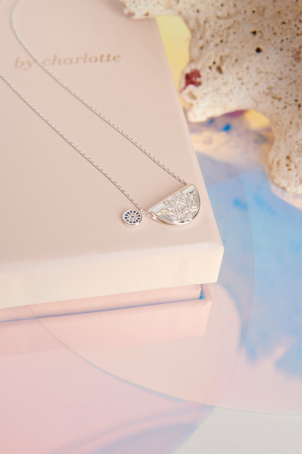 BY CHARLOTTE LOTUS LONG NECKLACE SILVER PLATED