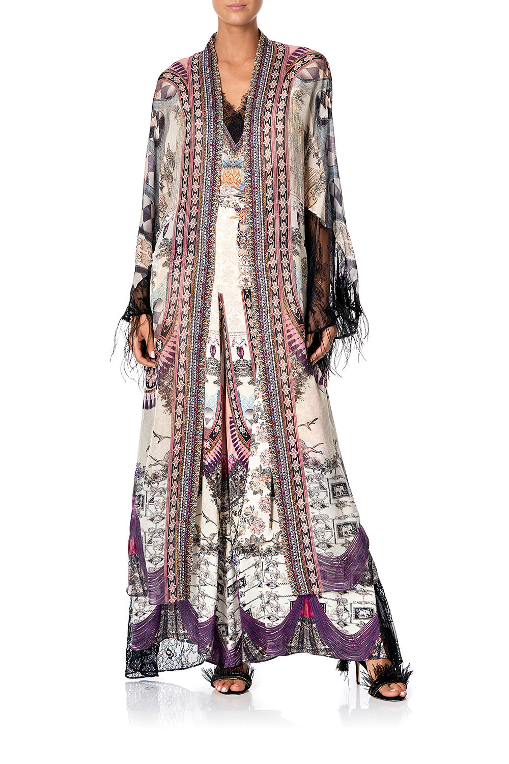 LAYERING ROBE WITH LACE INSERT VIOLET CITY