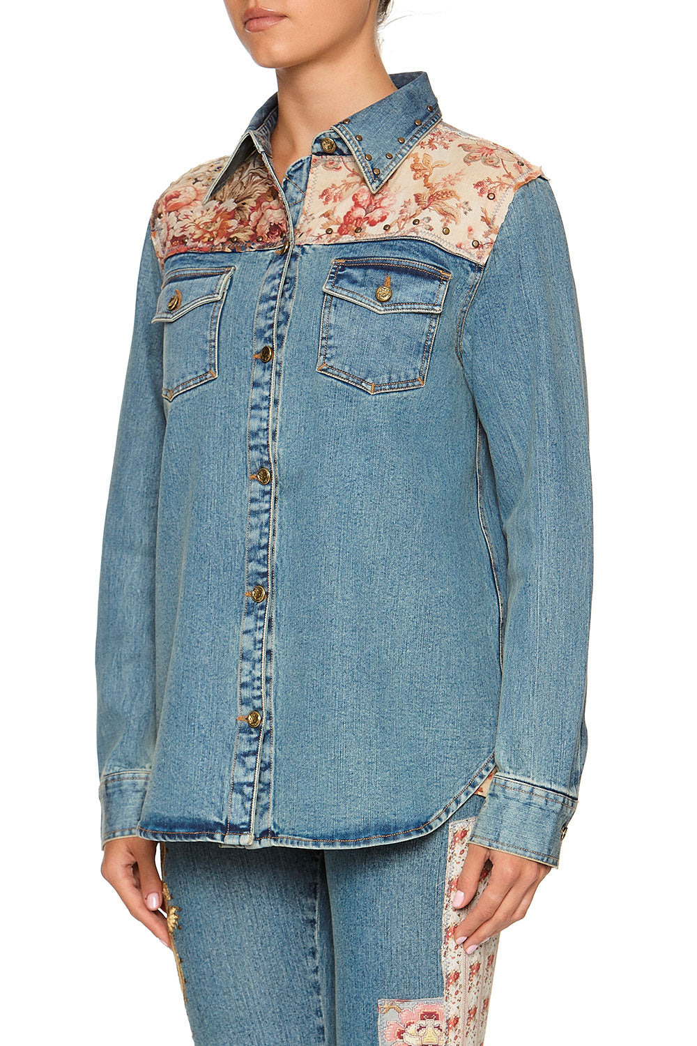 STUDDED DENIM SHIRT JEANNE QUEEN