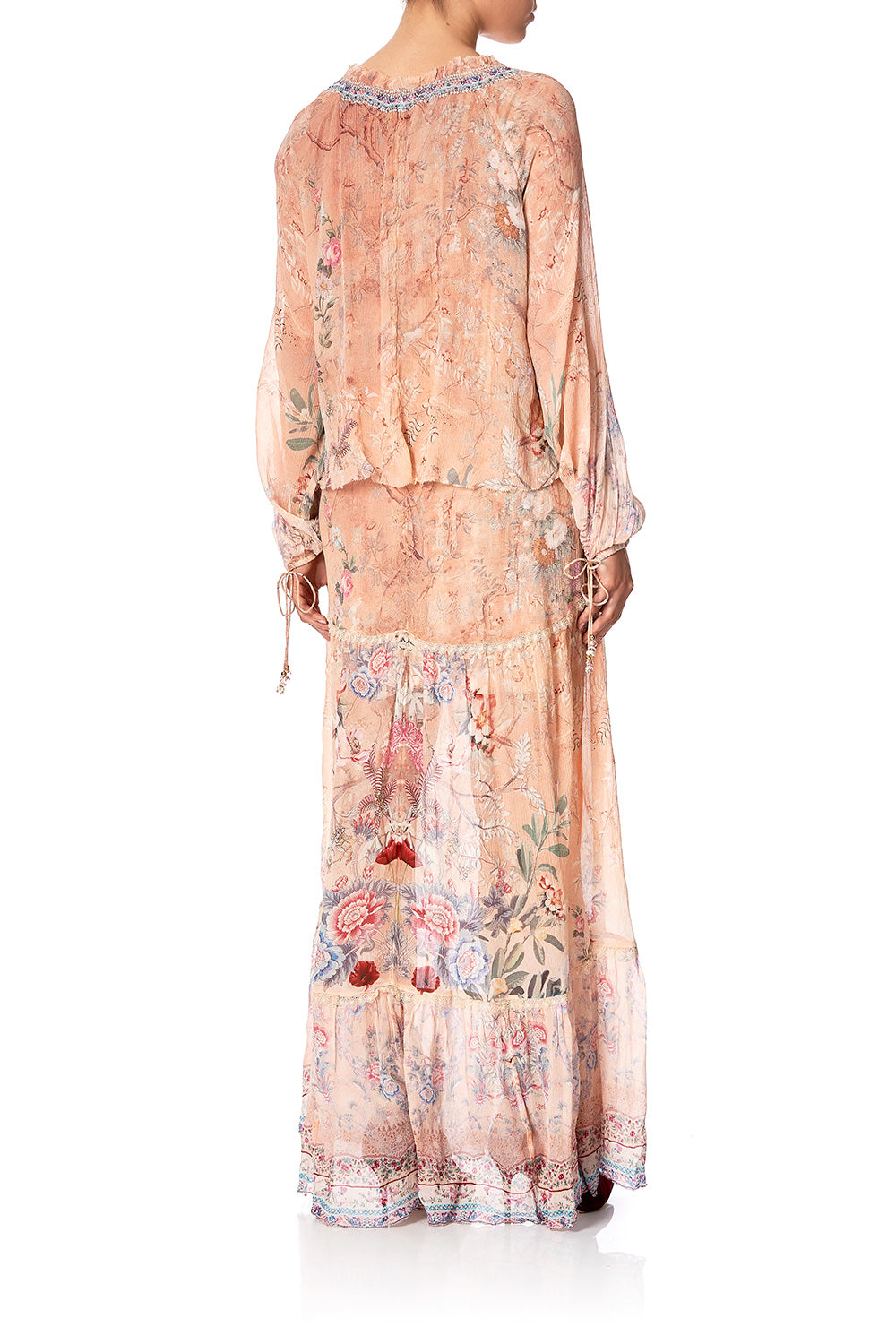 LONG TIERED DRESS WITH RUFFLED COLLAR ALL MY AVIGNON