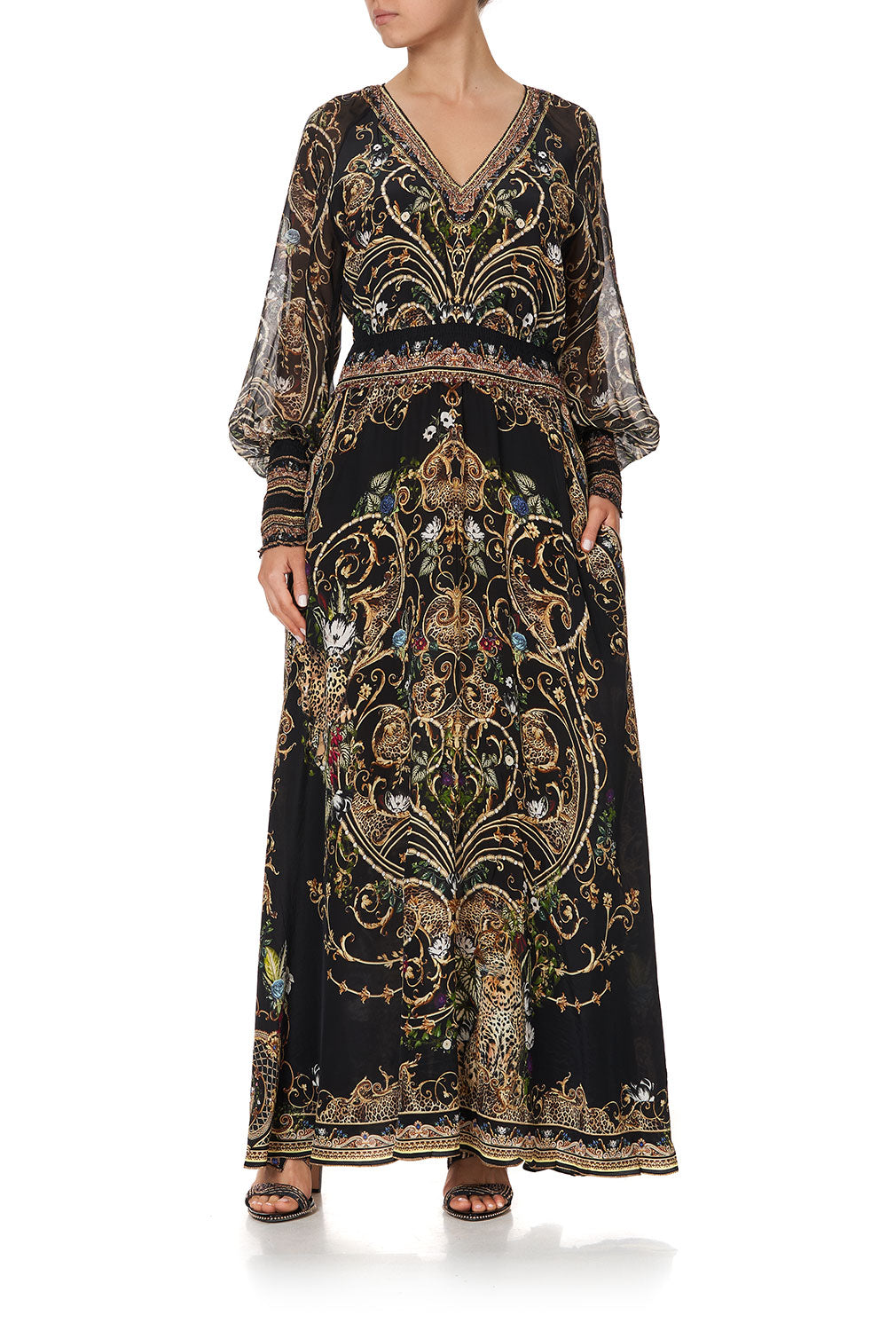 DRESS WITH SHIRRED WAIST AND CUFF STUDIO 54