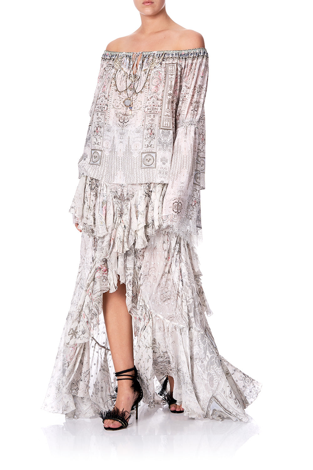 MAXI SKIRT WITH DOUBLE FRILL CRYSTAL CASTLE