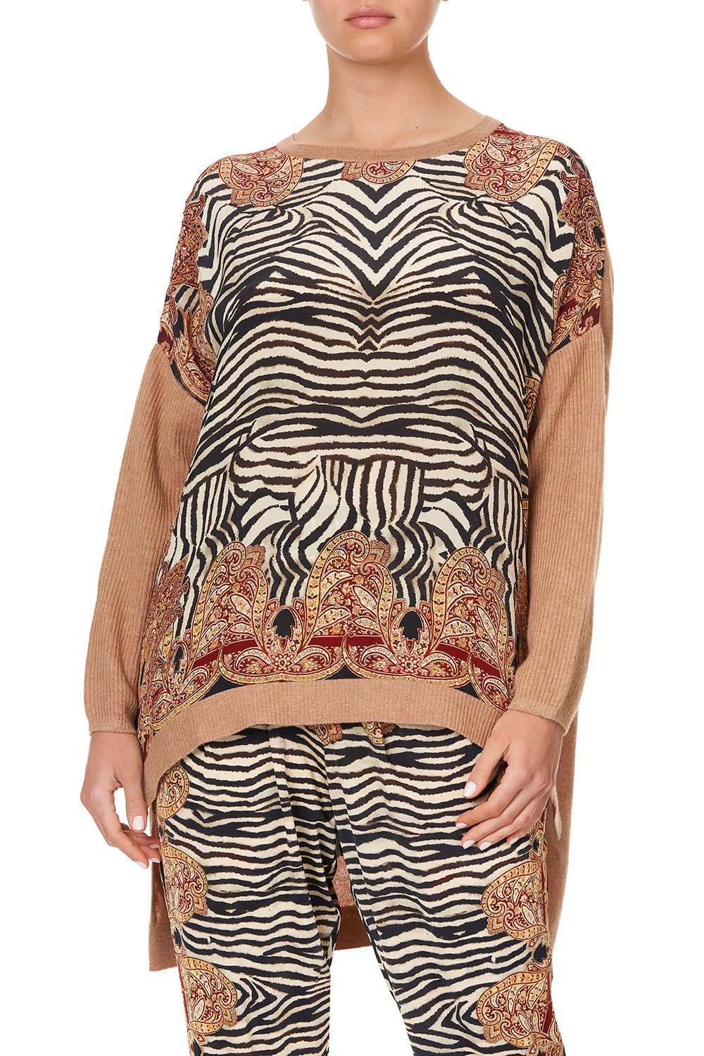 DROP SHOULDER BOX KNIT WILD FIRE