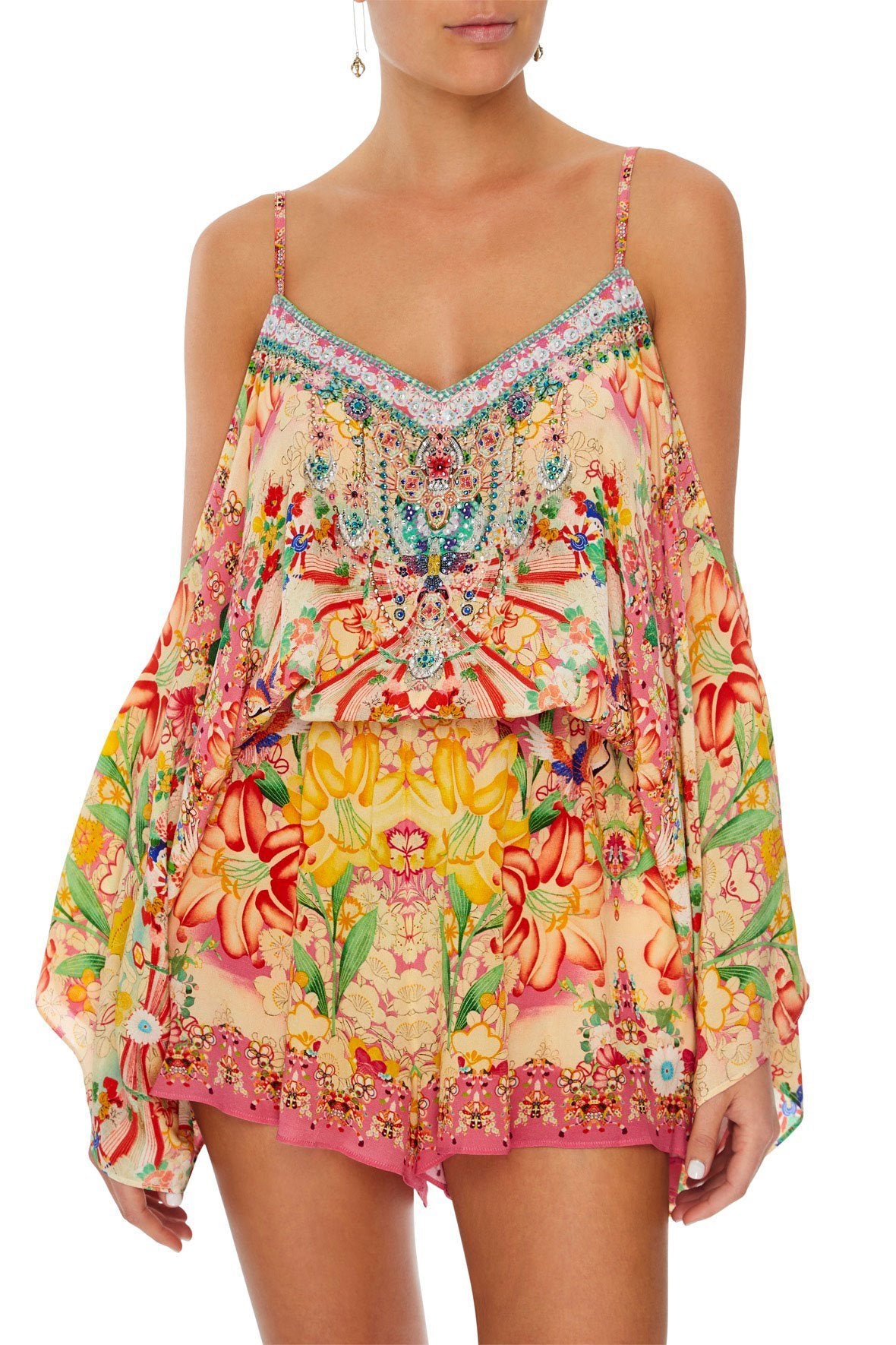 DROP SHOULDER PLAYSUIT KIMONO KISSES