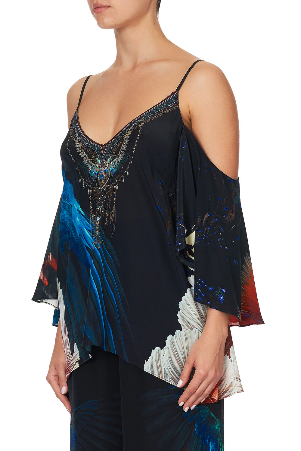 DROP SHOULDER STRAPPY BLOUSE NIGHT FLIGHT
