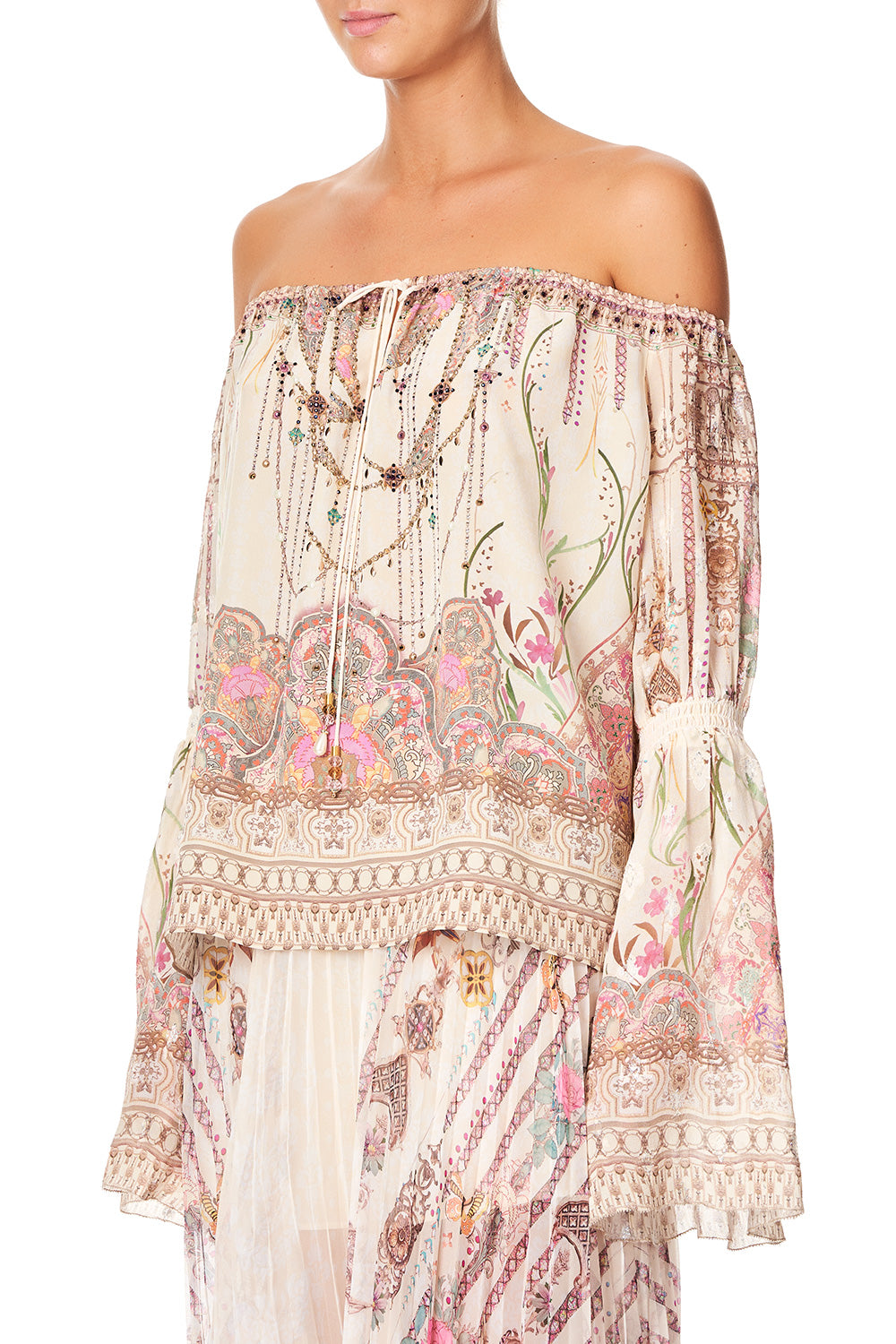 CAMILLA DROP SHOULDER TIE SLEEVE TOP GOLDEN AGE