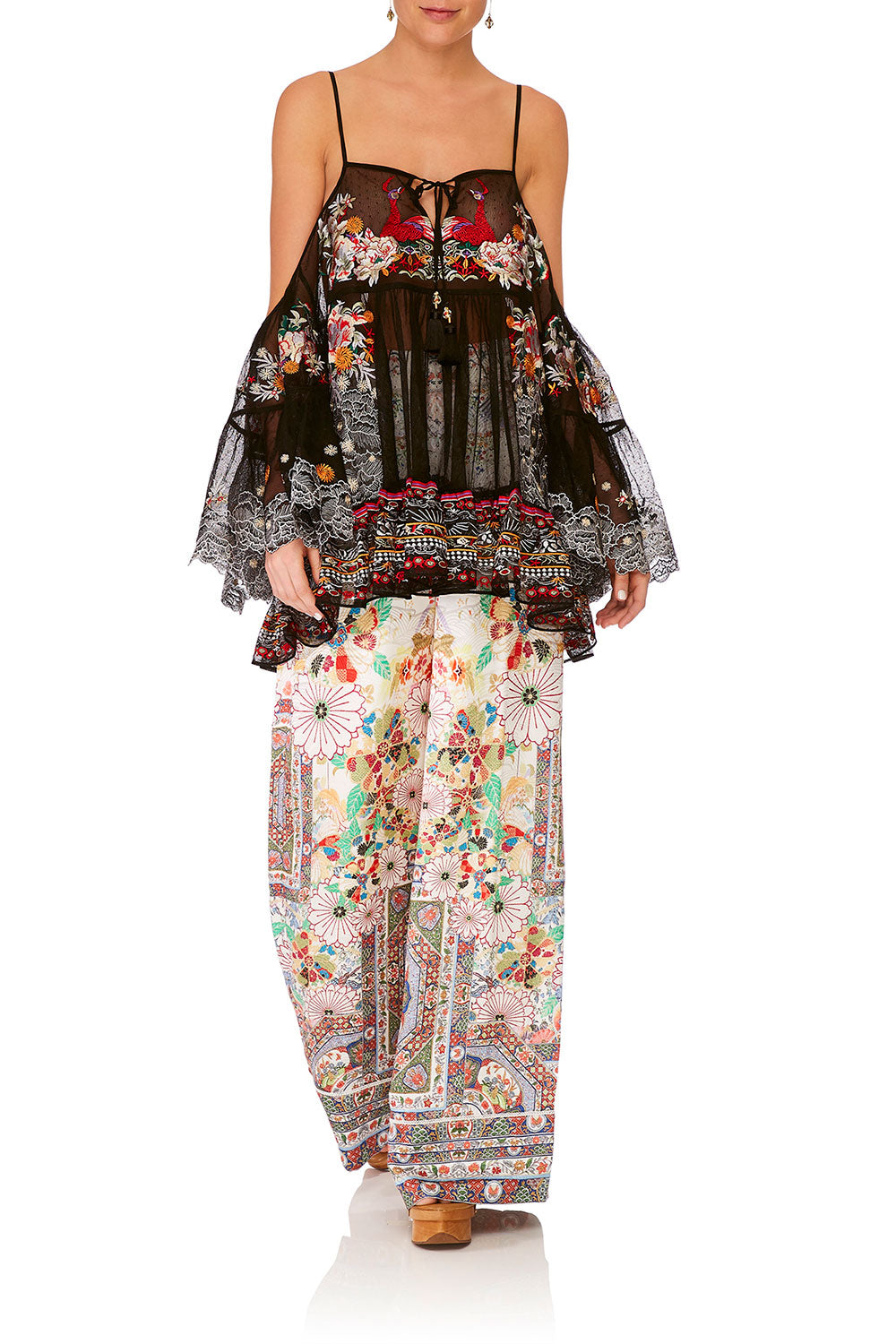 CAMILLA TIME AFTER TIME DROP SHOULDER TOP WITH INSERT