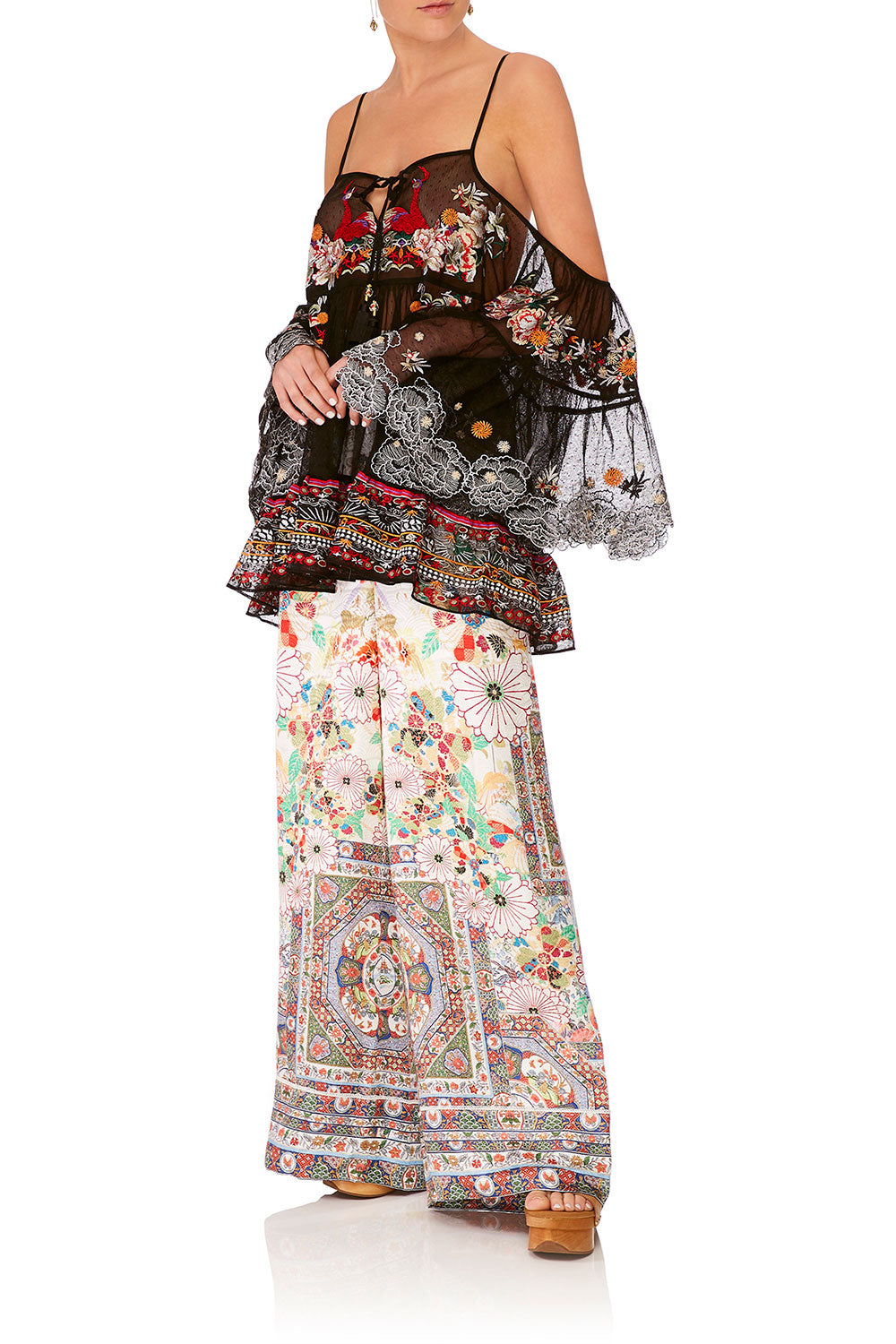 CAMILLA TIME AFTER TIME DROP SHOULDER TOP WITH INSERT