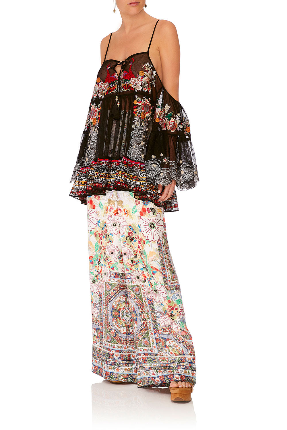 CAMILLA TIME AFTER TIME DROP SHOULDER TOP WITH INSERT