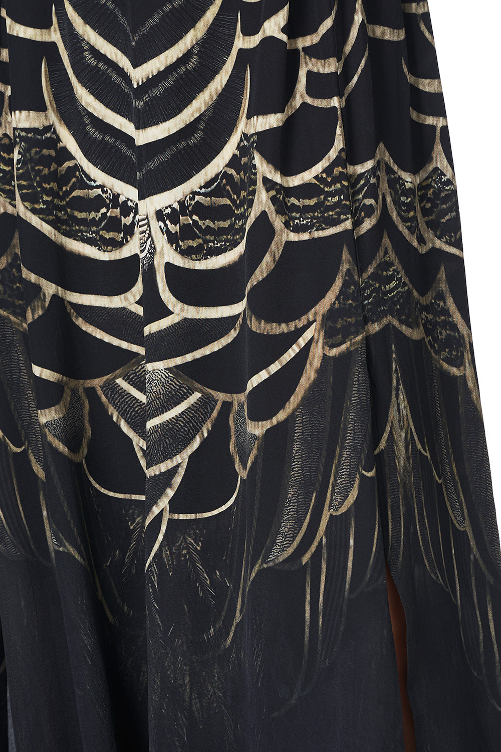 ELASTIC WAIST SKIRT WITH SPLITS UNDER A FULL MOON