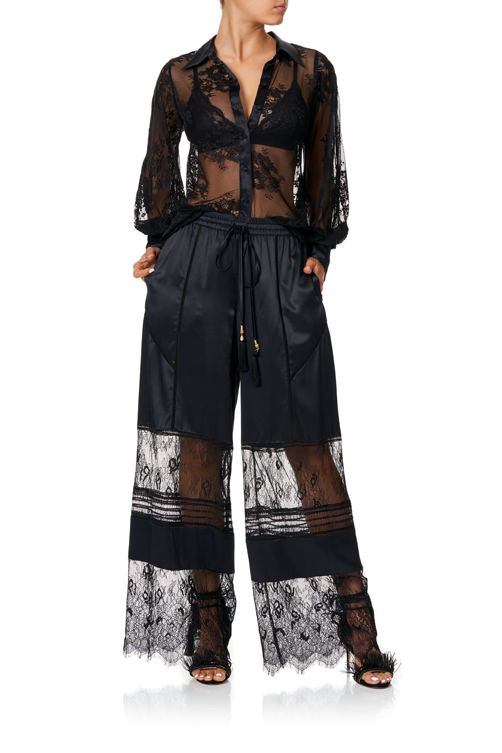 SPLIT SLEEVE BLOUSE NOIR BOUDOIR