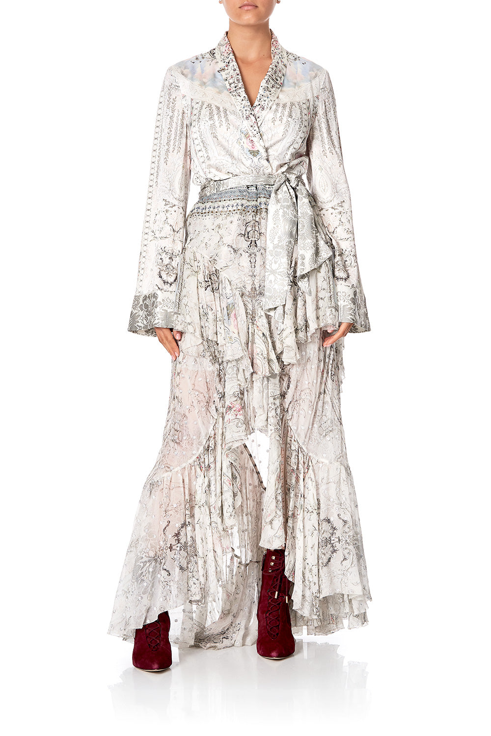 MAXI SKIRT WITH DOUBLE FRILL CRYSTAL CASTLE