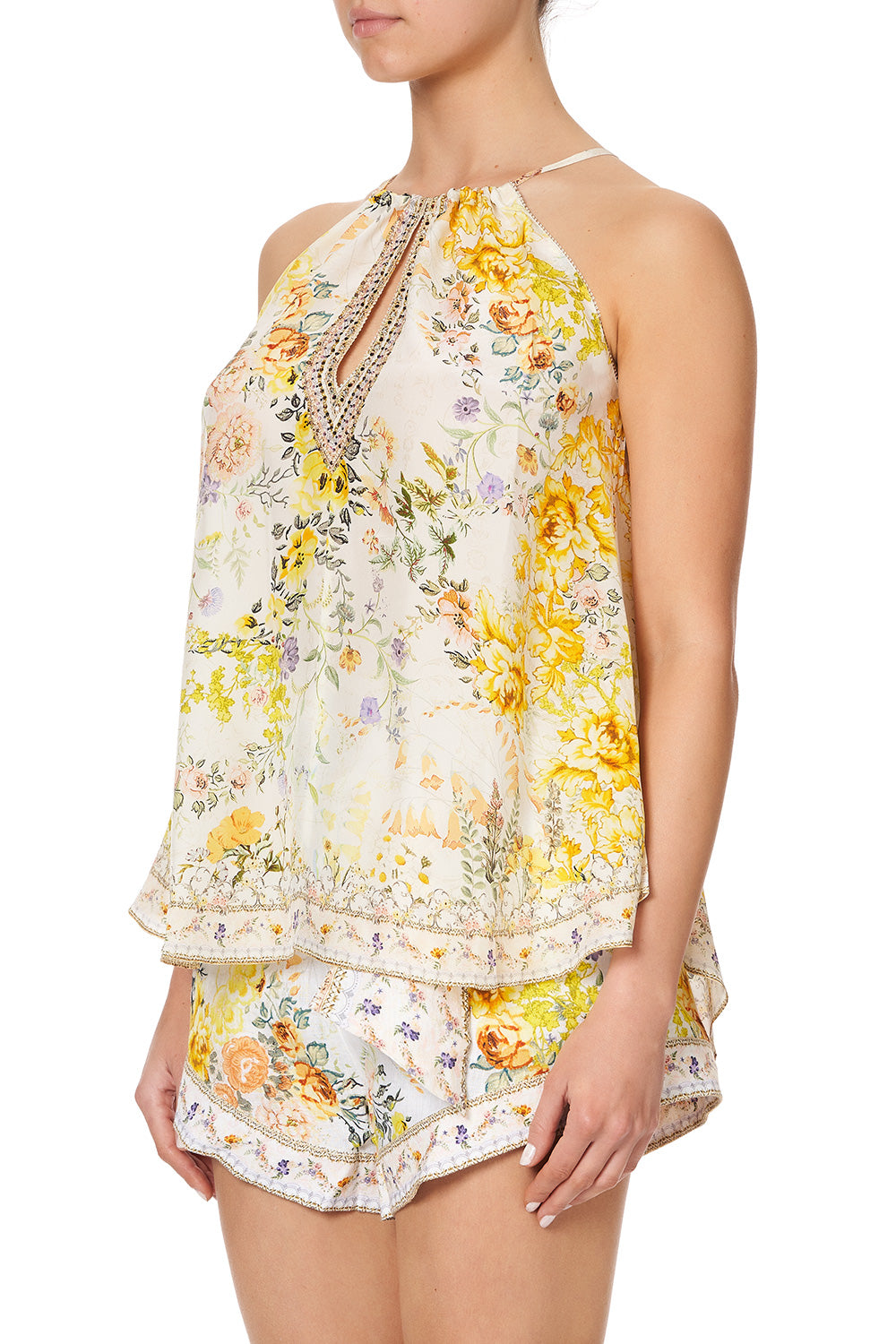 FLARED CAMI W NECK TIE IN THE HILLS OF TUSCANY