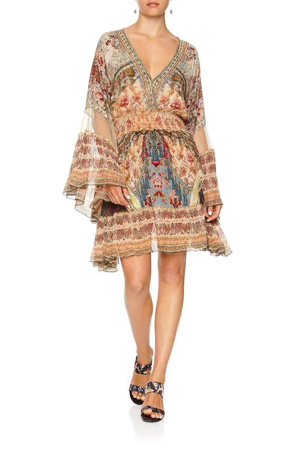 FLARED DRESS WITH SHIRRED WAIST JEANNE QUEEN