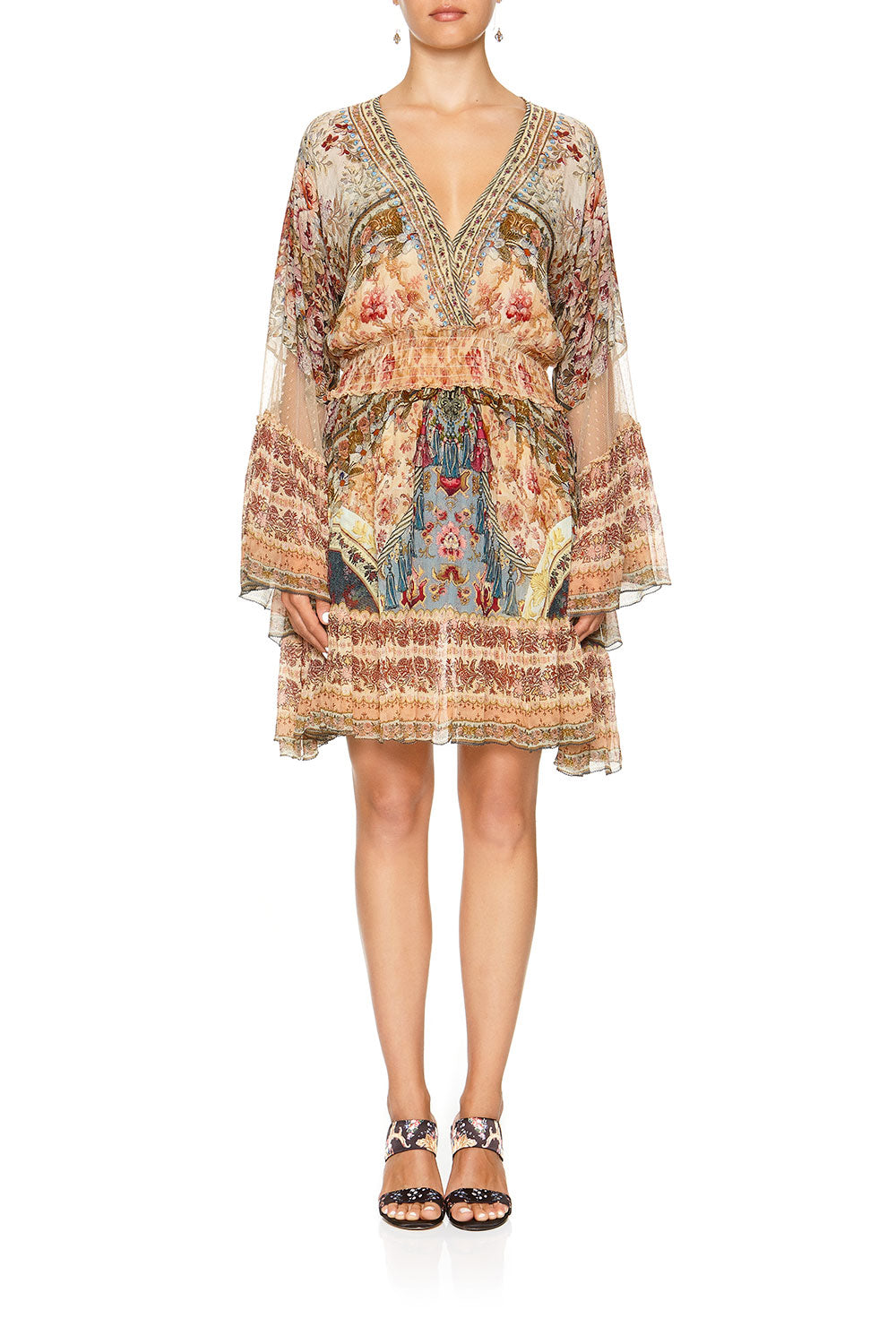 FLARED DRESS WITH SHIRRED WAIST JEANNE QUEEN