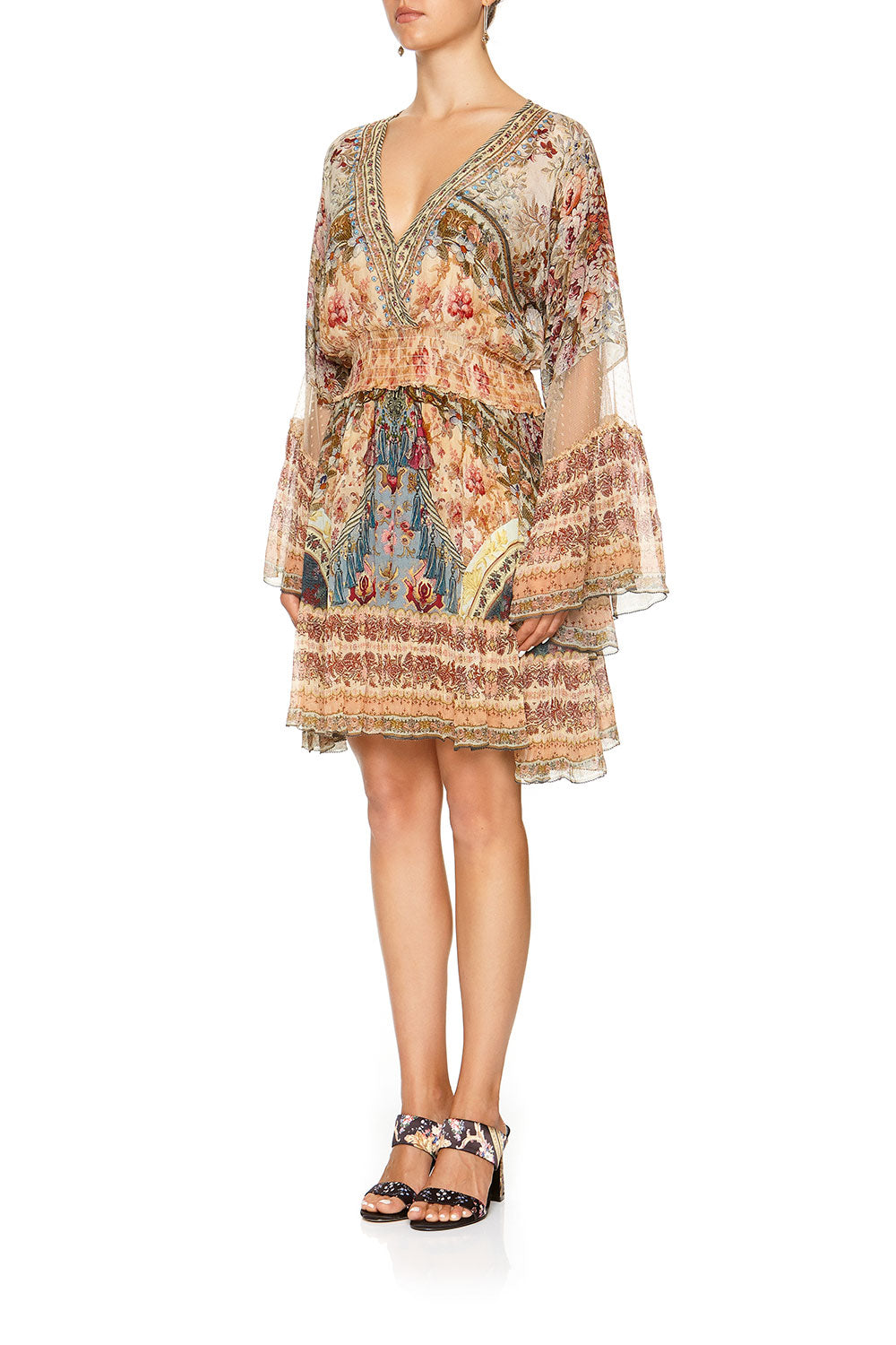 FLARED DRESS WITH SHIRRED WAIST JEANNE QUEEN