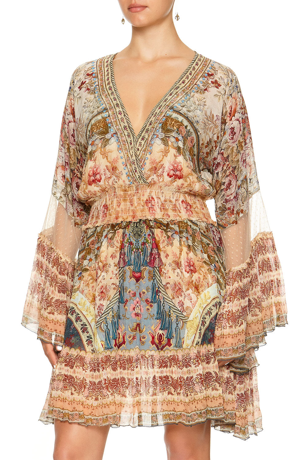 FLARED DRESS WITH SHIRRED WAIST JEANNE QUEEN