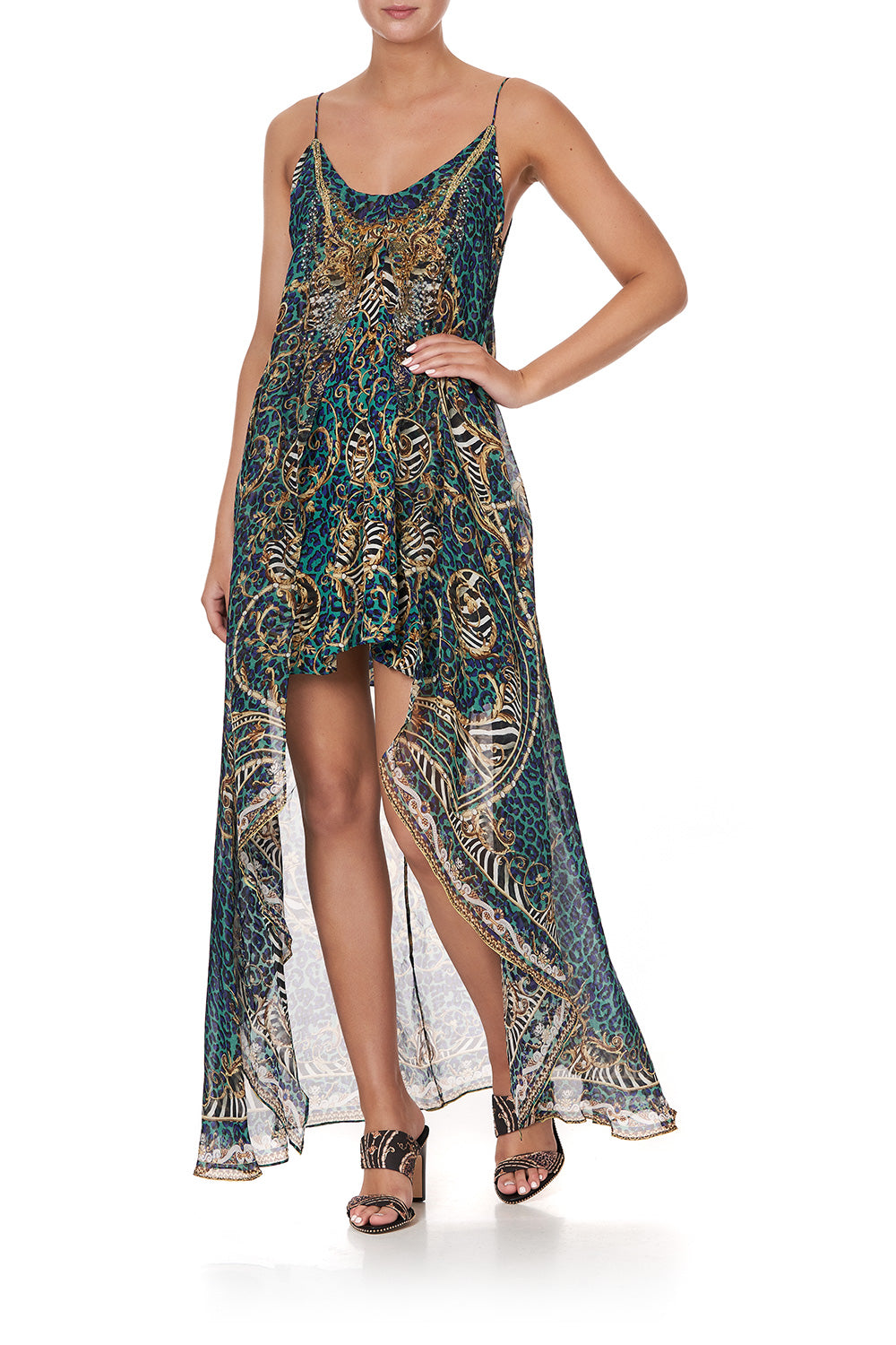 FLARED MINI WITH SHEER OVERLAY SHES GOT GRACE