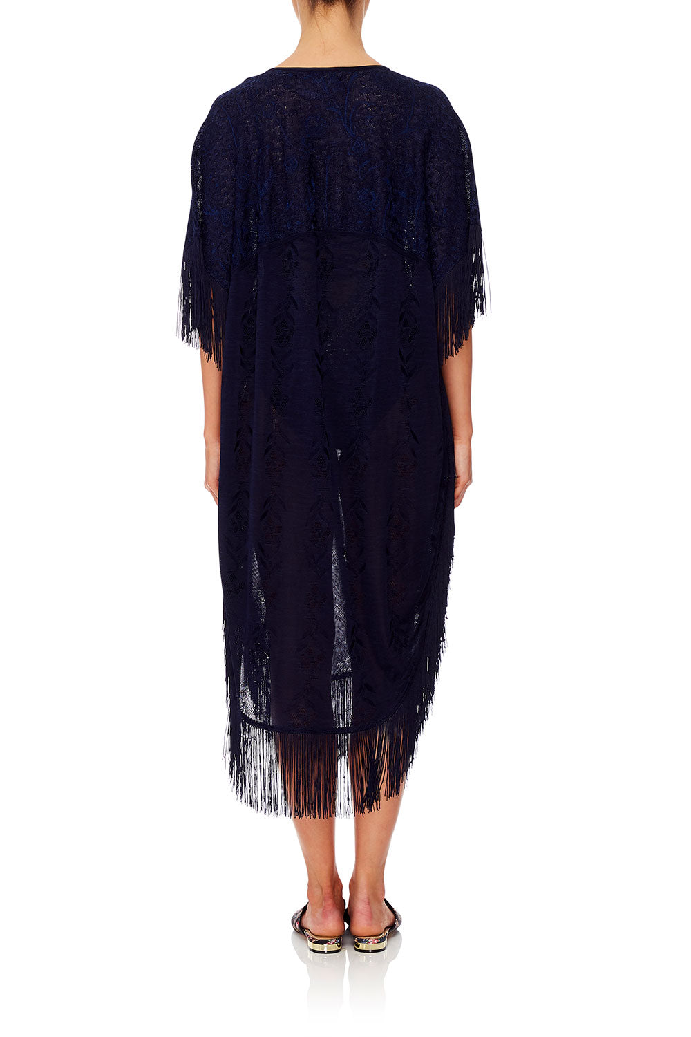 CAMILLA FRINGED KNIT KAFTAN MIDNIGHT MEETING