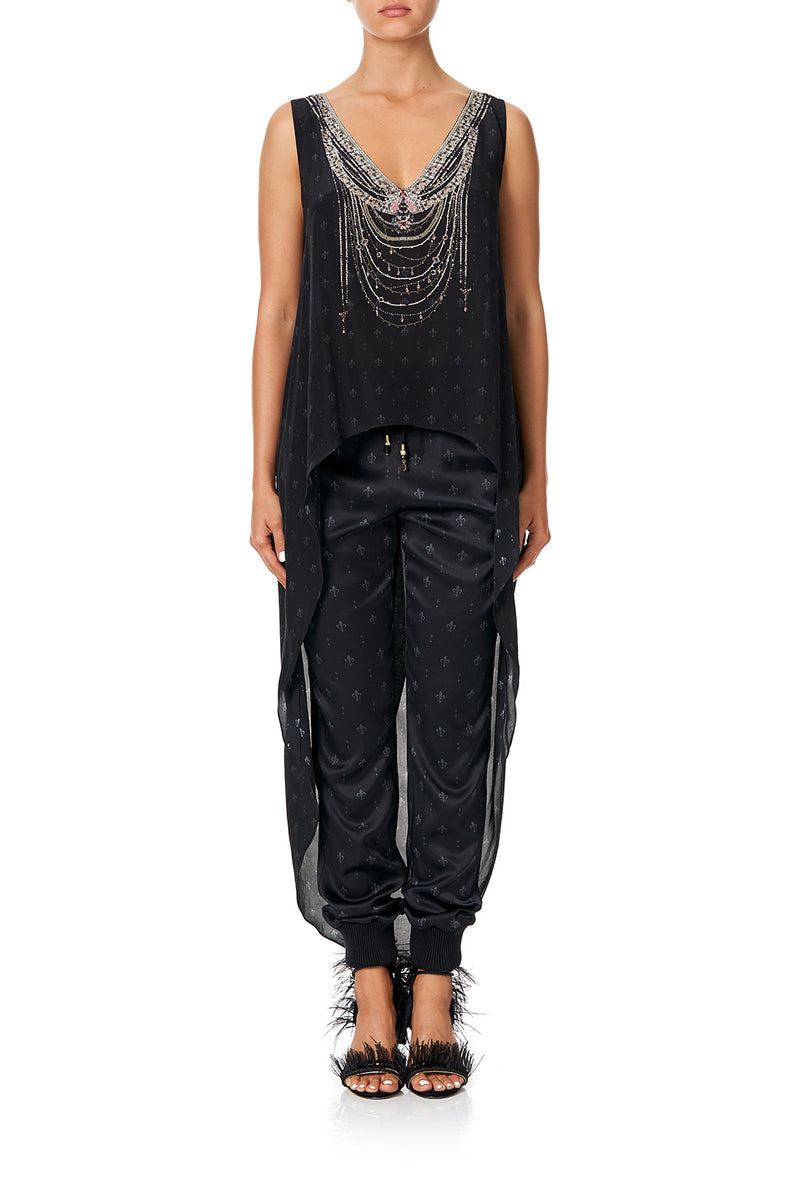 HIGH LOW CROSS BACK TOP PAINTED PROVINCIAL