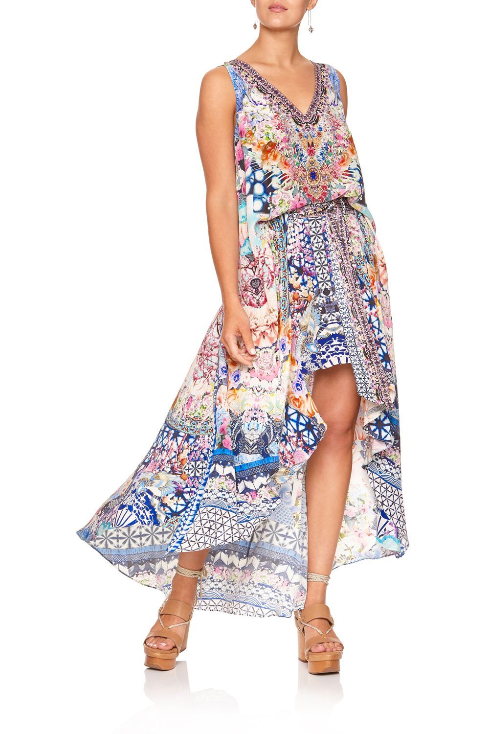 HIGH LOW SKIRT WITH WAIST TIE SHIBORI SHORES