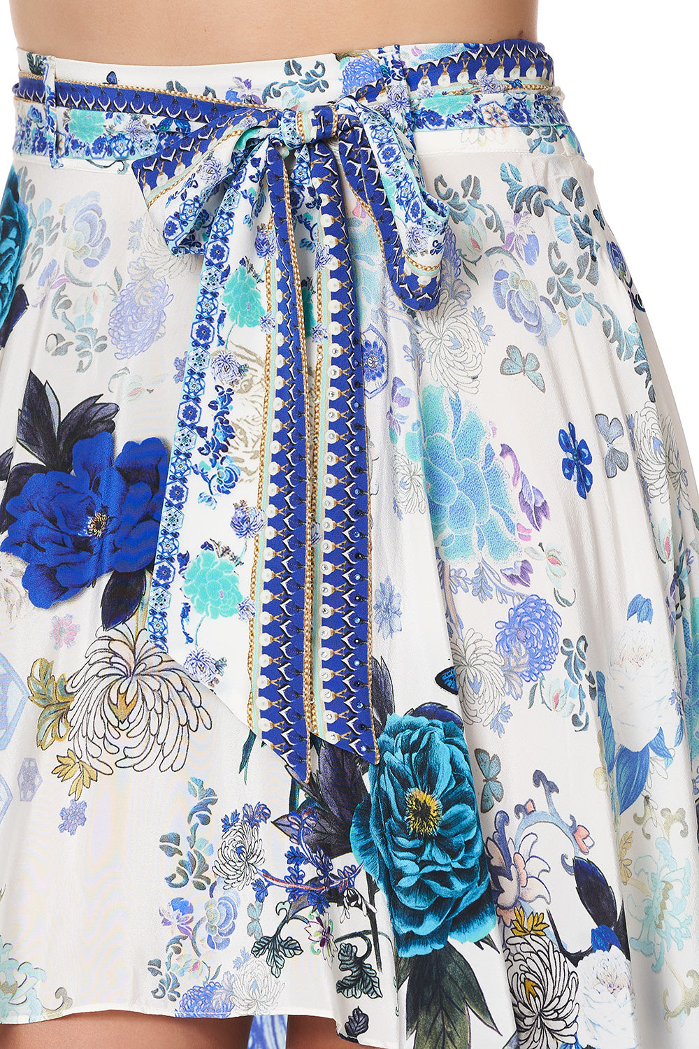 HIGH-LOW SKIRT WITH WAIST TIE WHITE SIDE OF THE MOON