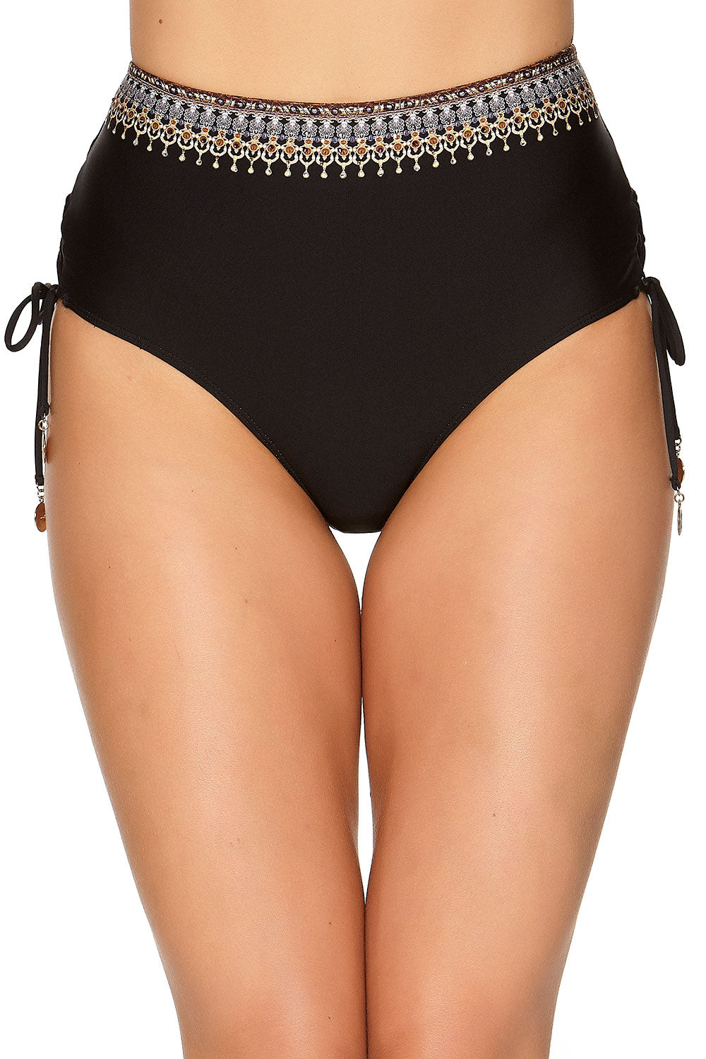 LACE UP HIGH WAISTED PANT BLACK