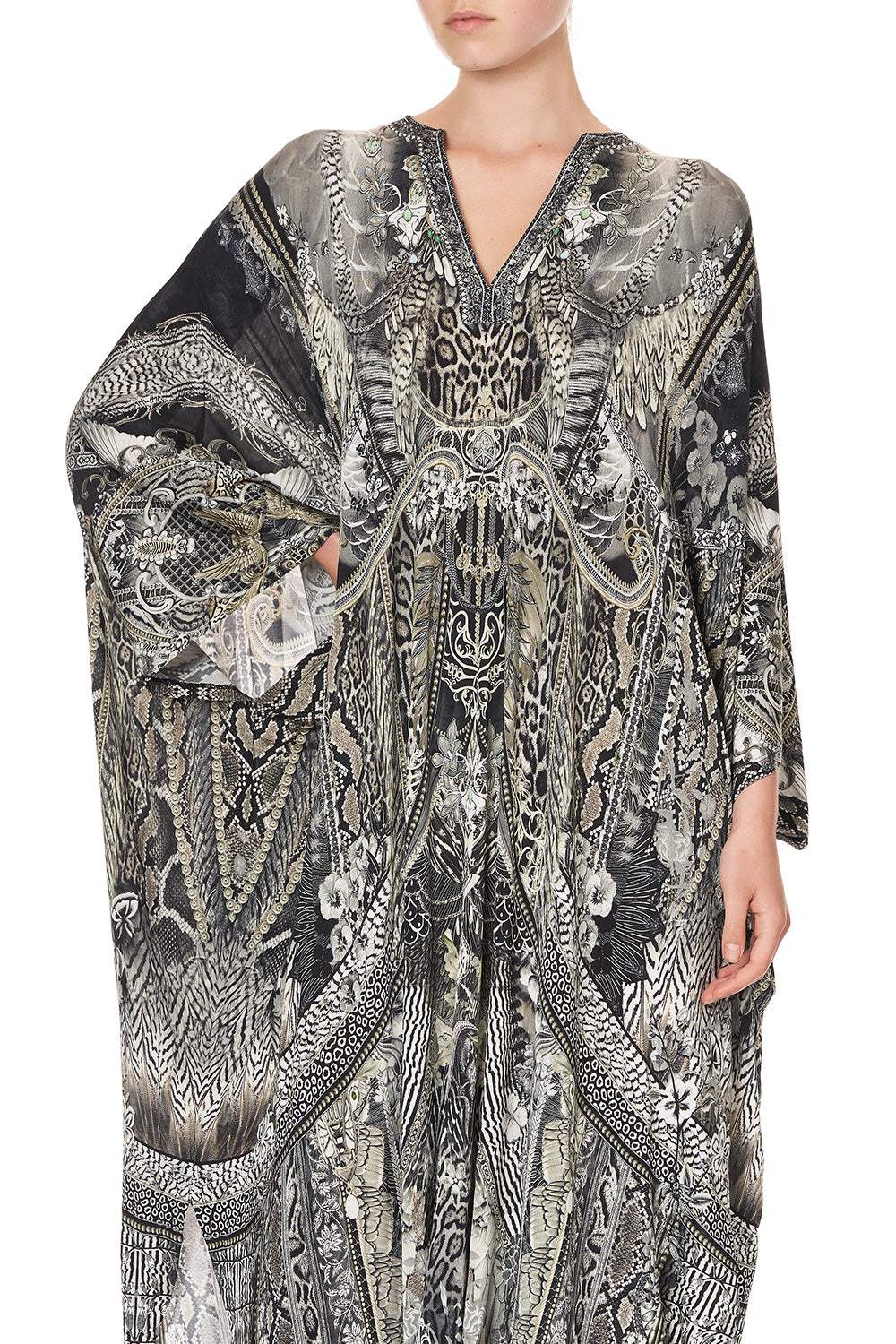 JERSEY LONG KAFTAN WITH ROUNDED HEM ONE TRIBE