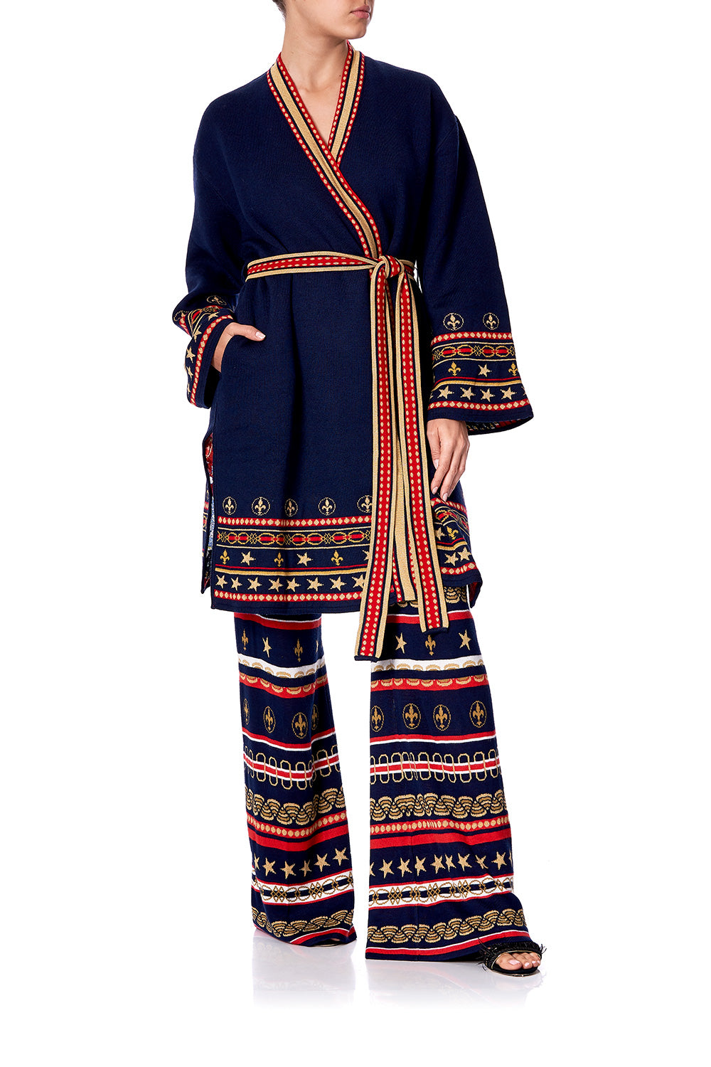 KNITTED REVERSIBLE JACKET WITH BELT COSTUME PARTY