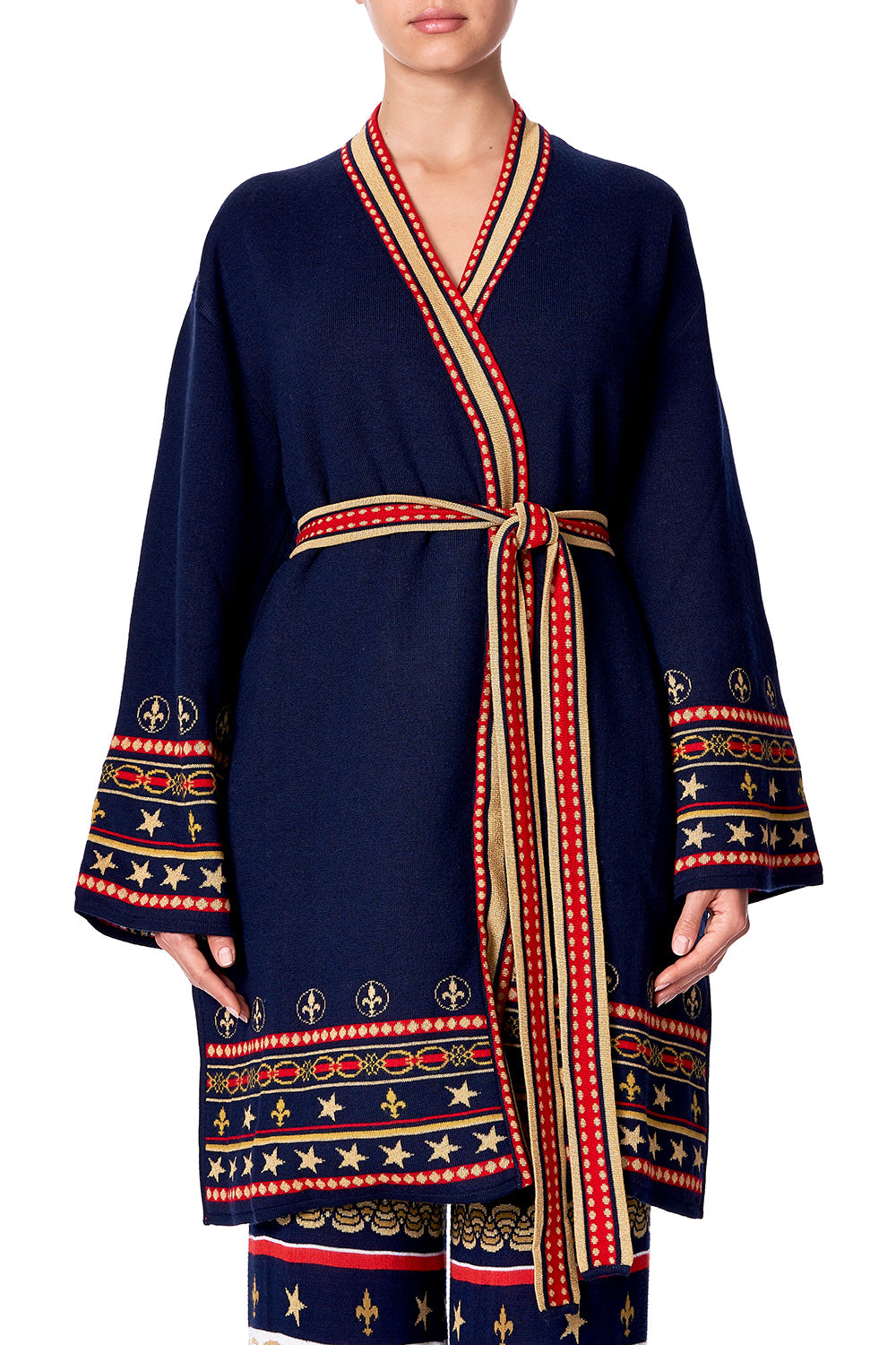 KNITTED REVERSIBLE JACKET WITH BELT COSTUME PARTY