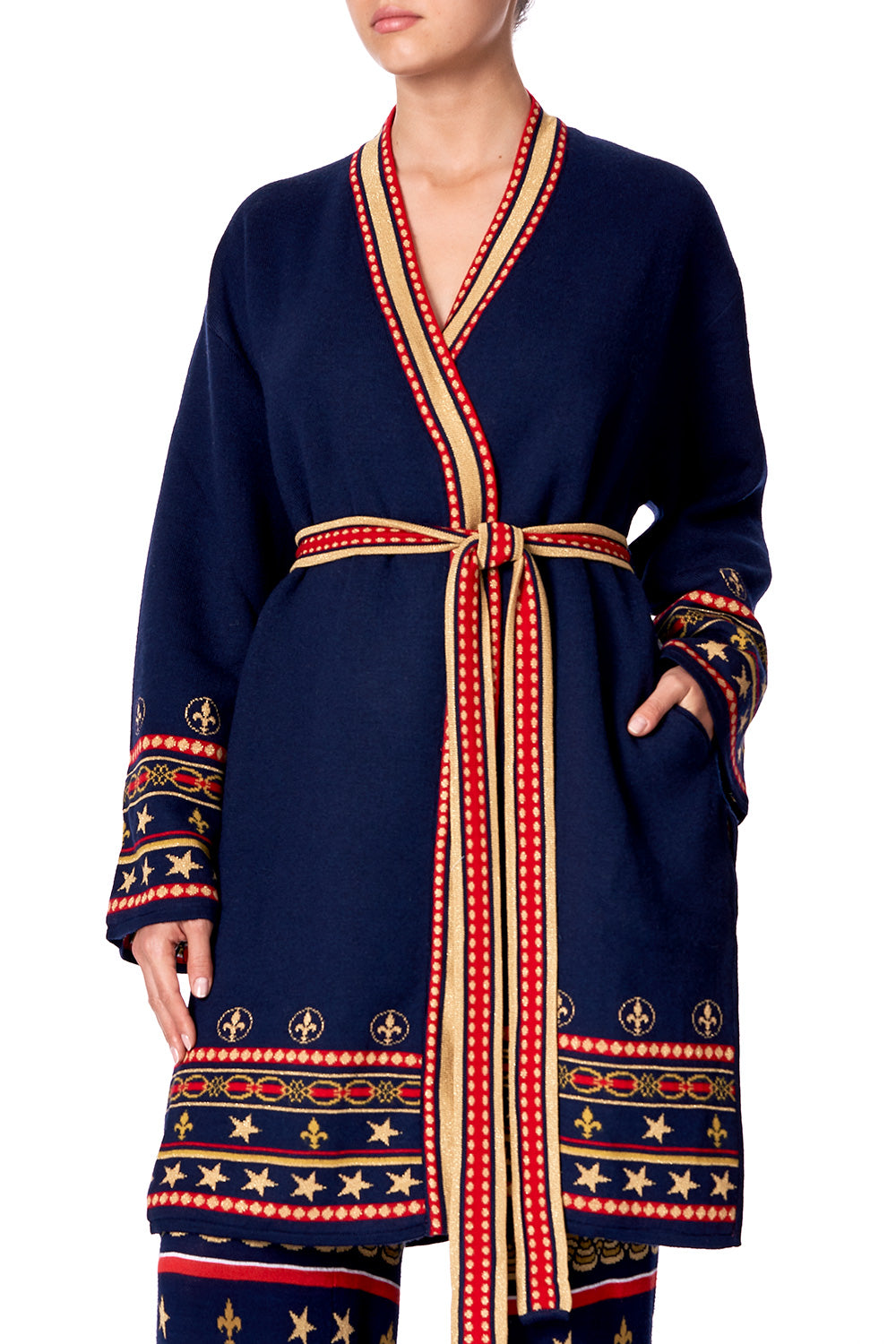 KNITTED REVERSIBLE JACKET WITH BELT COSTUME PARTY