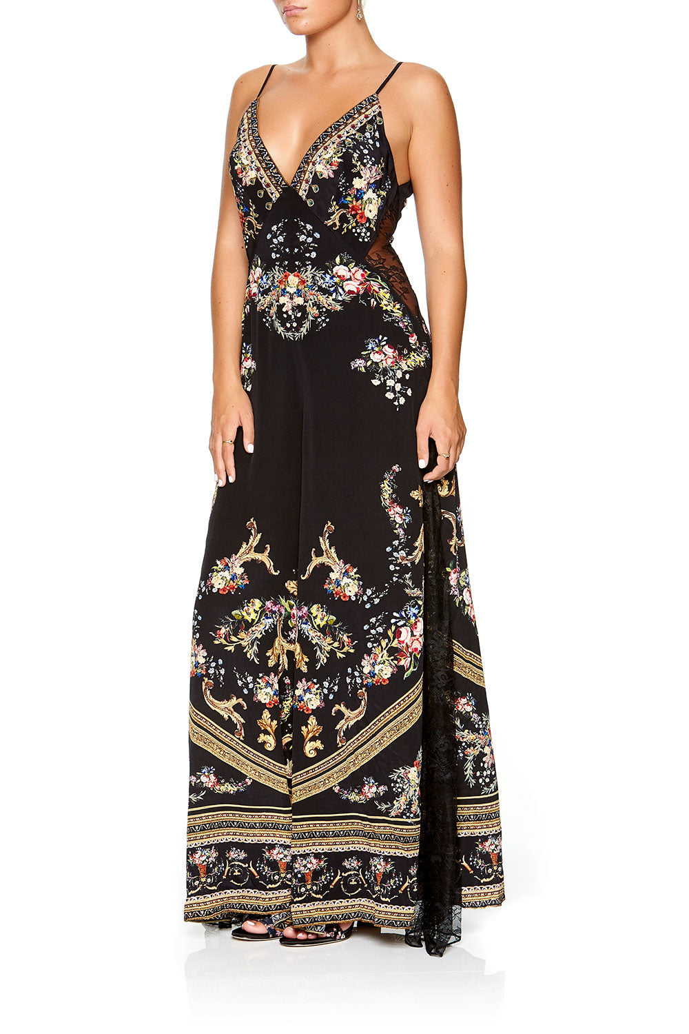 CAMILLA JUMPSUIT WITH LACE INSERT FRIEND IN FLORA