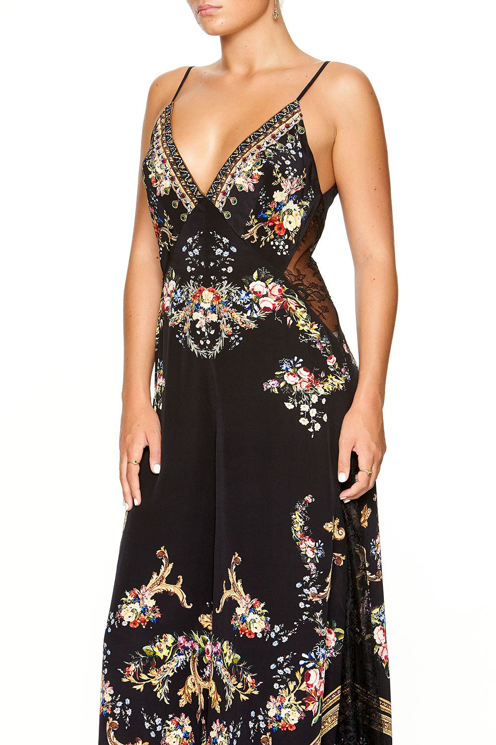 CAMILLA JUMPSUIT WITH LACE INSERT FRIEND IN FLORA