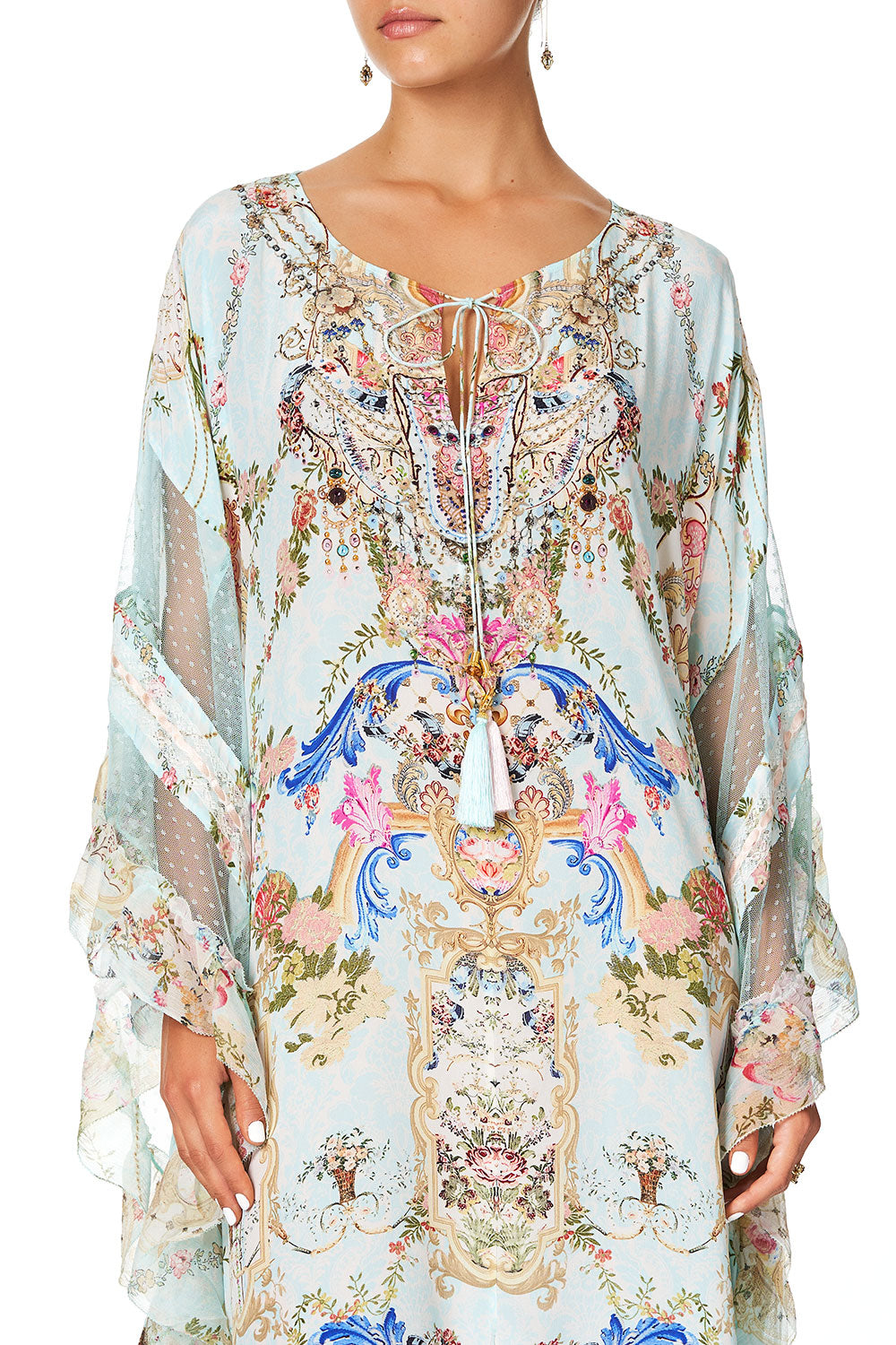 KAFTAN WITH FRILL PANELS VERSAILLES SKY