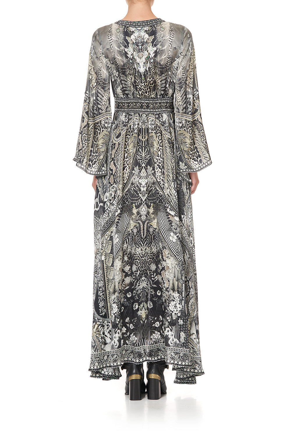 KIMONO SLEEVE DRESS WITH SHIRRING DETAIL ONE TRIBE