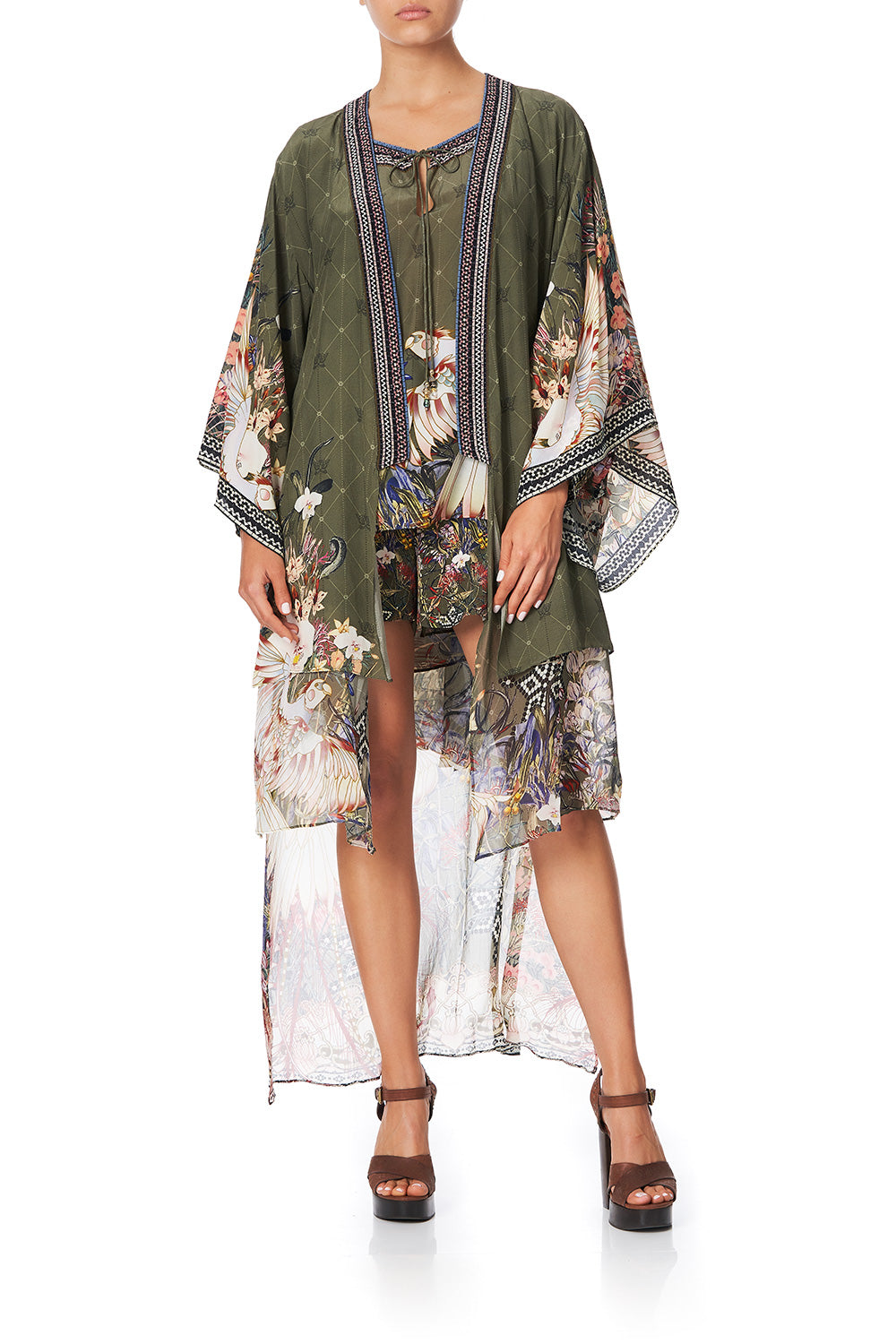 KIMONO WITH LONG UNDERLAYER WATCHFUL WINGS
