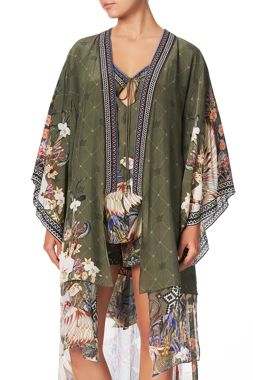 KIMONO WITH LONG UNDERLAYER WATCHFUL WINGS