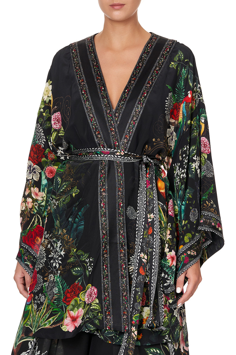 KIMONO WITH TIE BELT RAISED WITH WOLVES