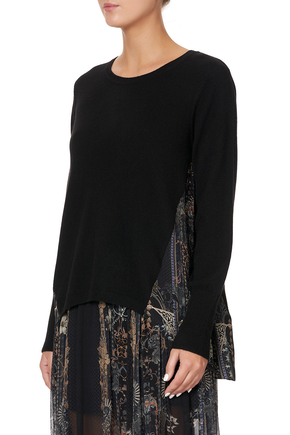 KNIT JUMPER WITH SILK GODET SON OF SEVEN QUEENS