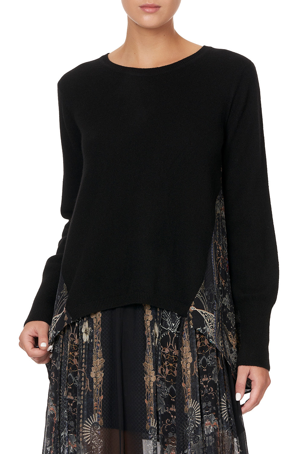 KNIT JUMPER WITH SILK GODET SON OF SEVEN QUEENS