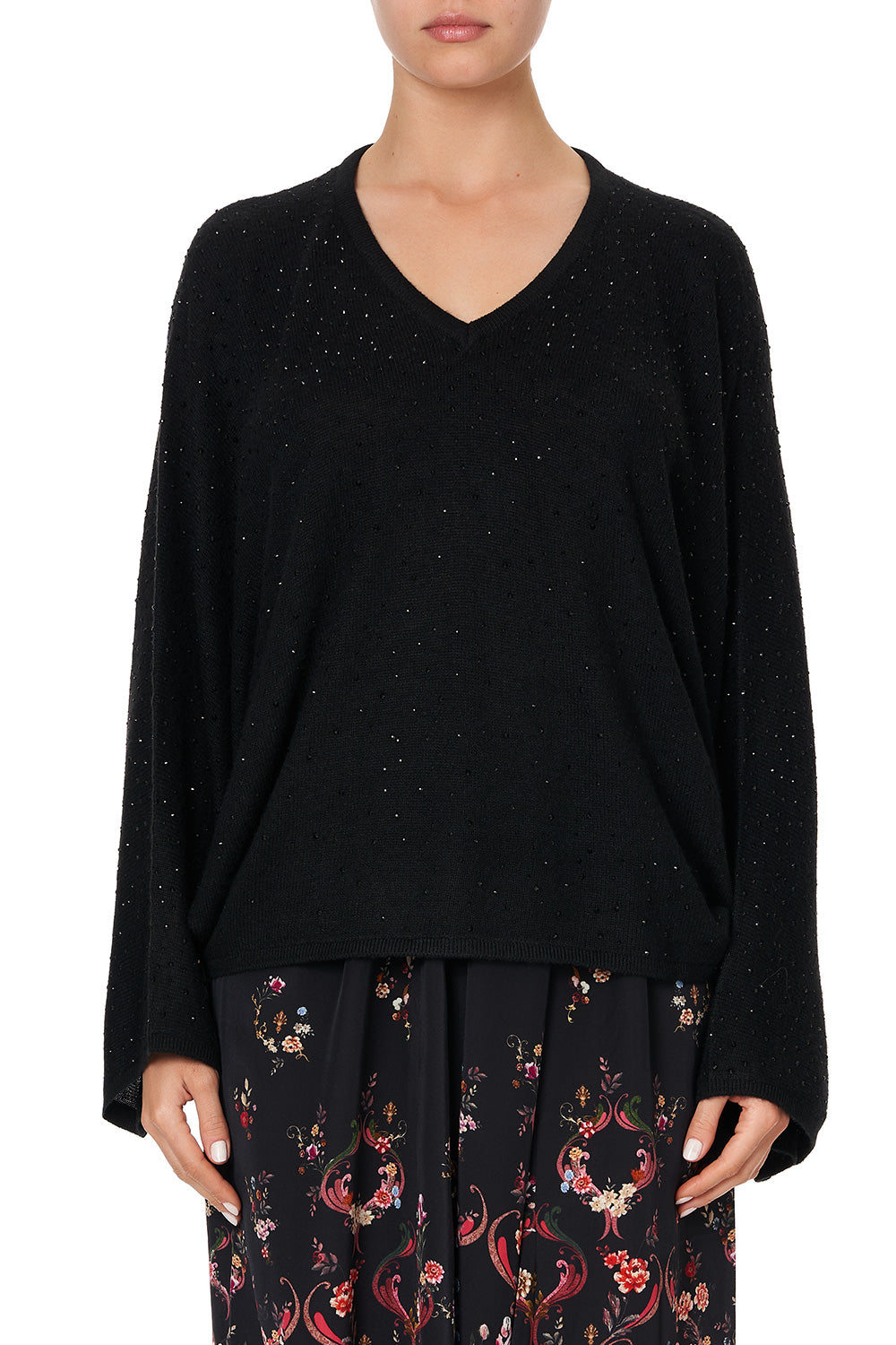 KNIT V NECK JUMPER WITH DOLMAN SLEEVE A GIRL LIKE YOU