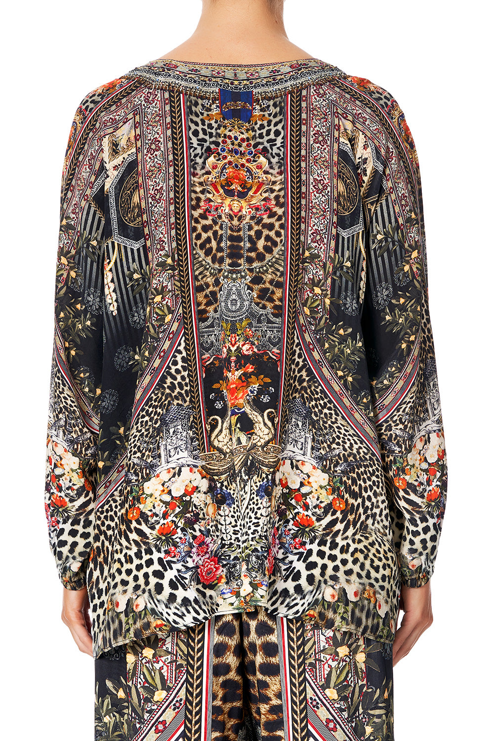 CAMILLA LACE UP BLOUSE MARAIS AT MIDNIGHT