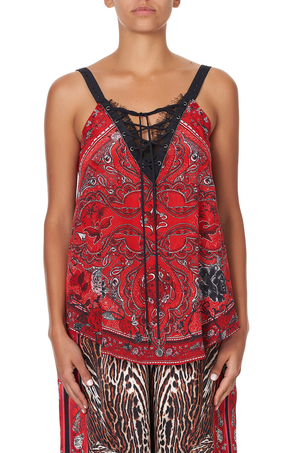 LACE UP EYELET CAMI PIRATE PUNK