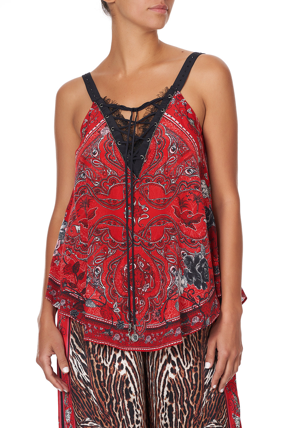 LACE UP EYELET CAMI PIRATE PUNK