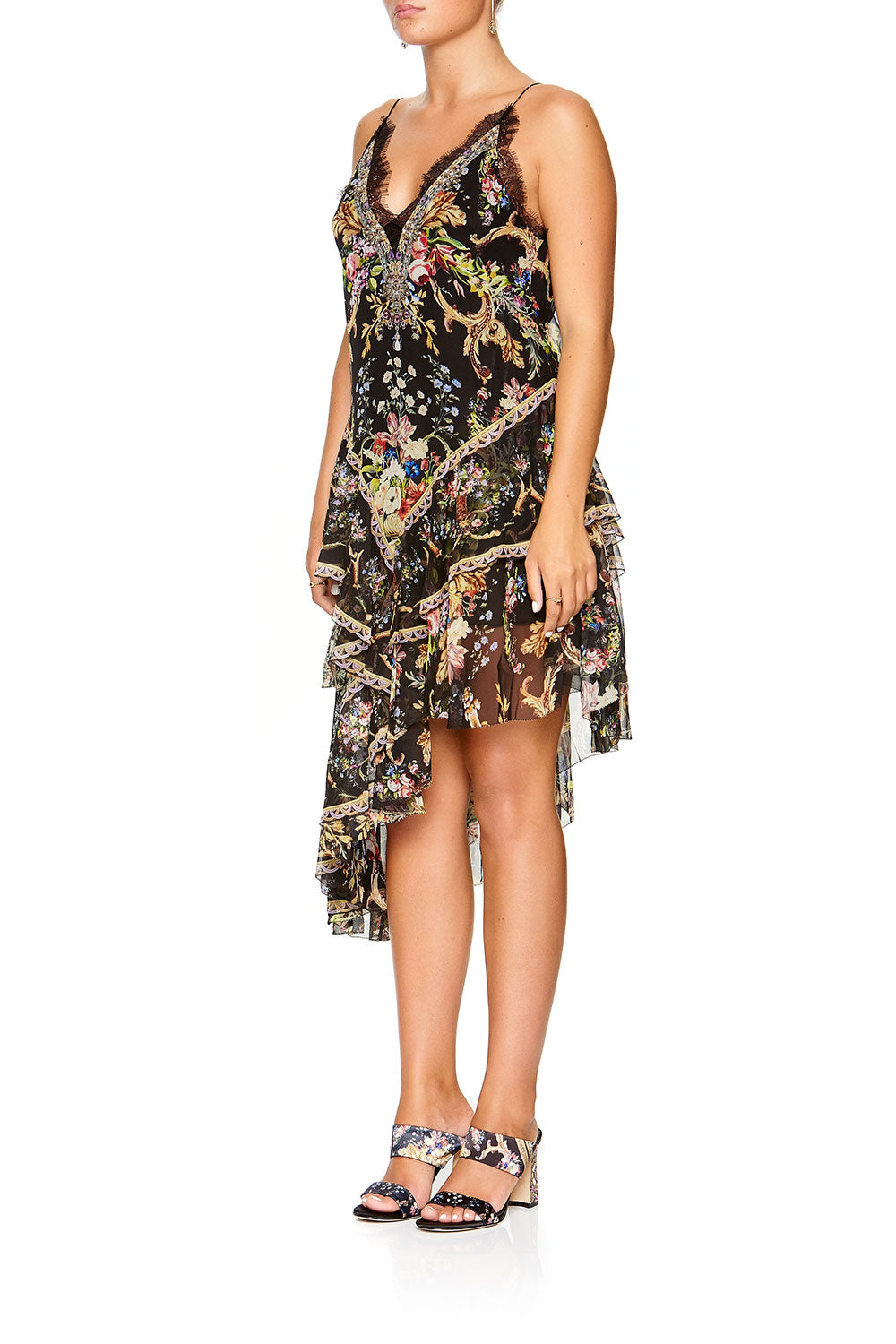 CAMILLA LAYERED ASYMMETRICAL DRESS FRIEND IN FLORA