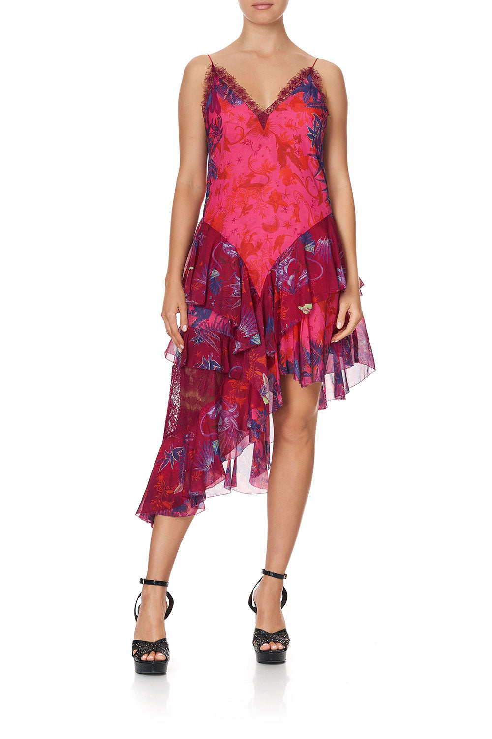 LAYERED ASYMMETRICAL DRESS TROPIC OF NEON