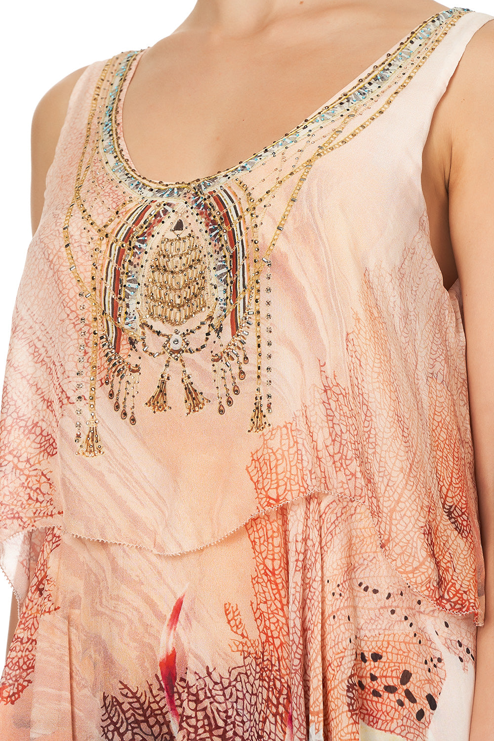 LAYERED FRILL LONG DRESS COASTAL TREASURE