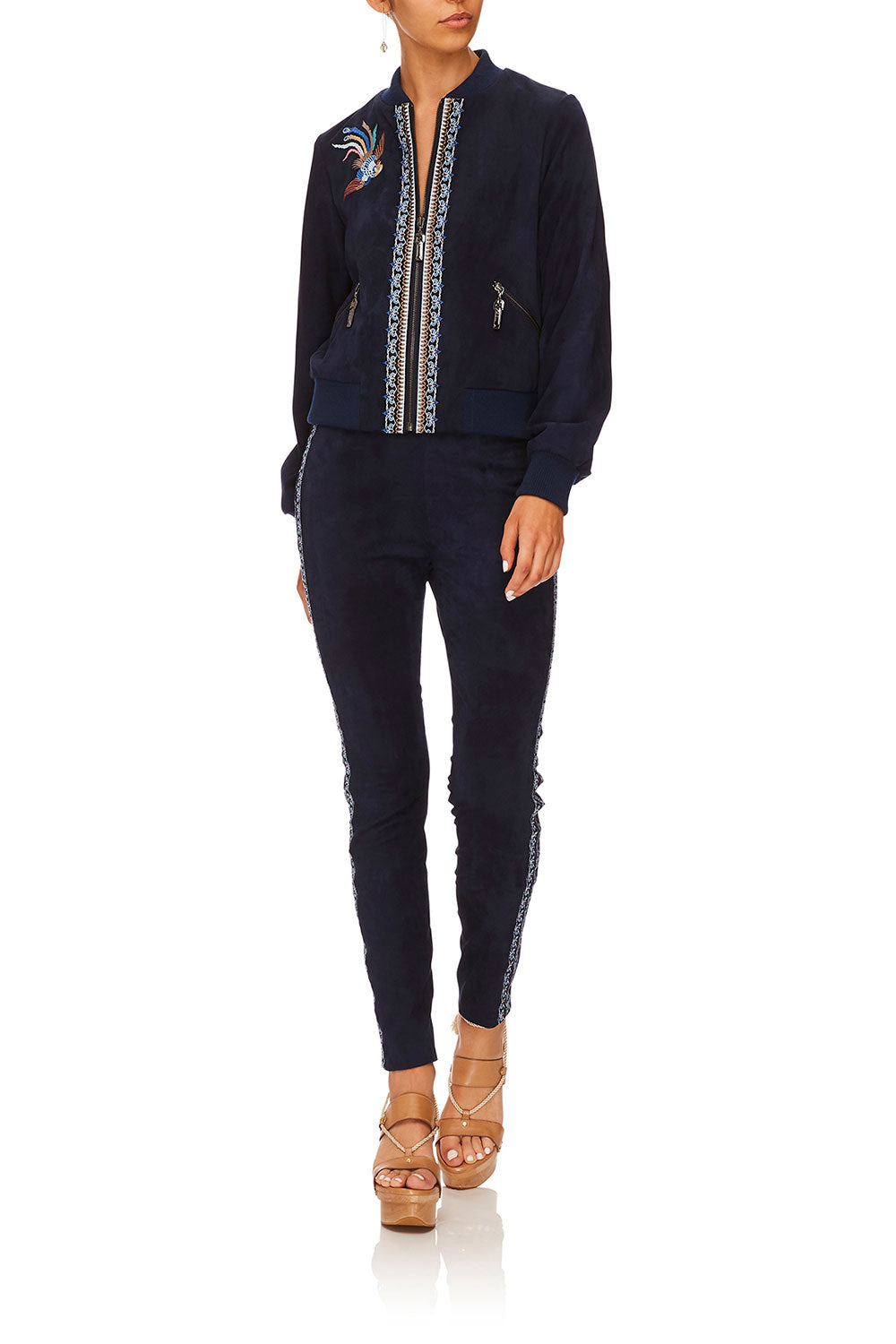 CAMILLA FOR THE FANS LEATHER BOMBER JACKET